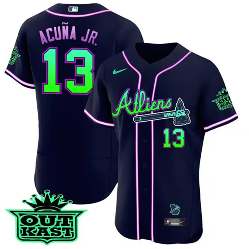 Men's Galaxy Atlanta Braves #13 Ronald Acuña Jr. 2023 Flex Base Stitched Baseball Jersey